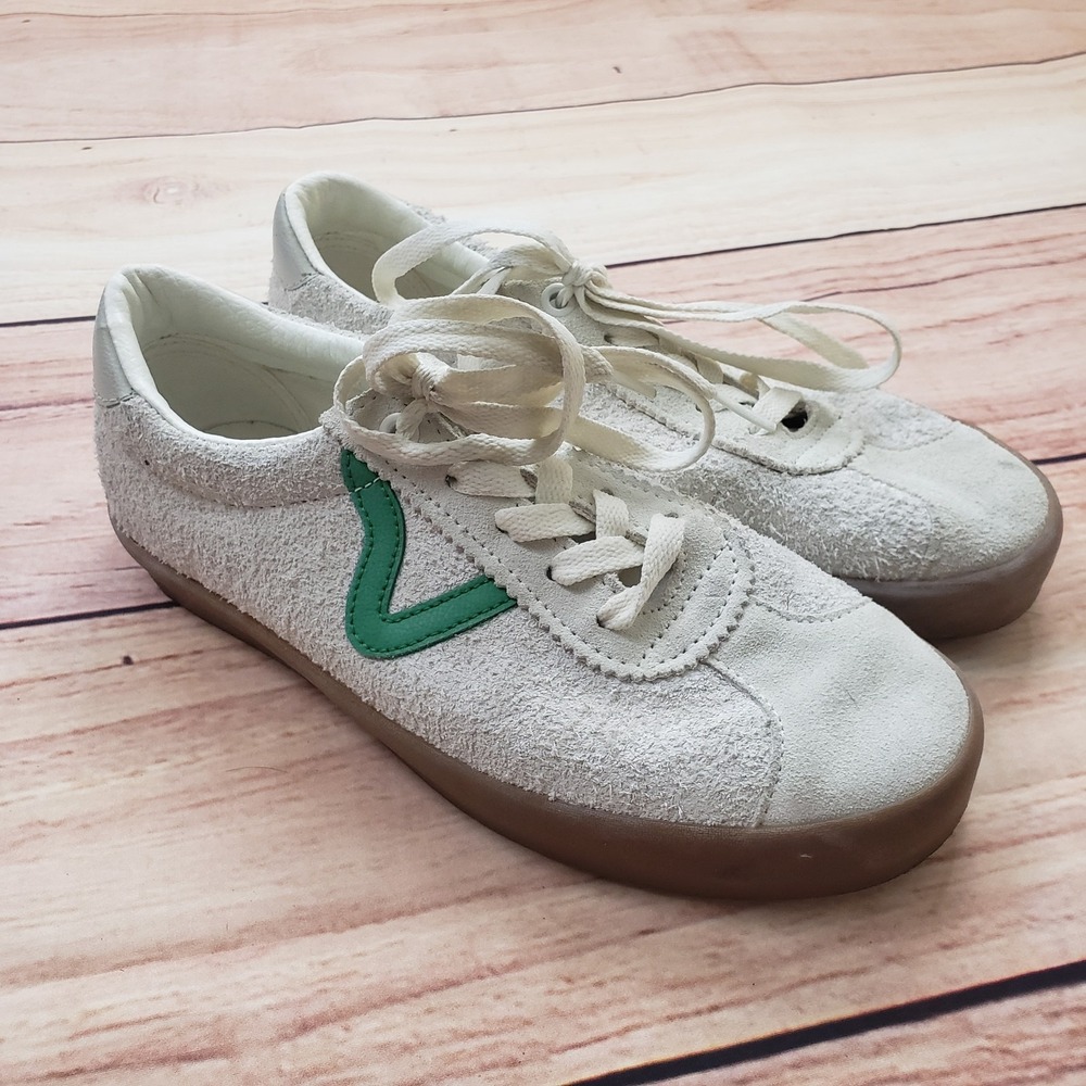 Vans Shoes‎ Womens Size 6.5 White Green Leather Suede OG Style 36 Gum Sole Skate